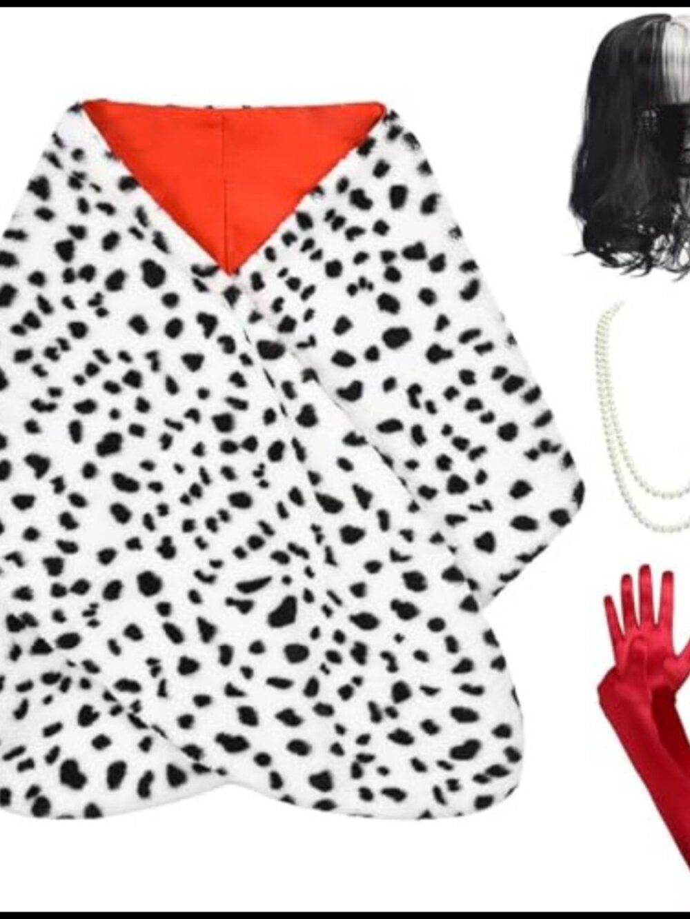 Dalmatian Shawl Costume Set 6Pc Women Halloween Accessories Standard